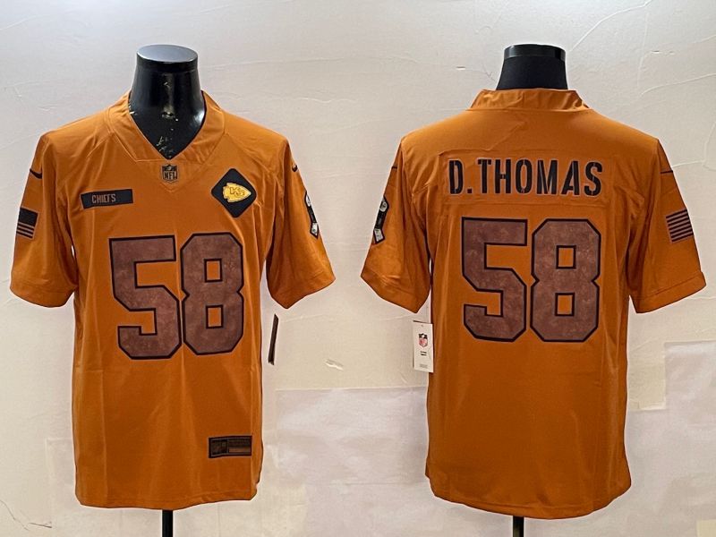 Men Kansas City Chiefs 58 Thomas Yellow 2025 Nike Salute to Service Limited NFL Jersey style 1